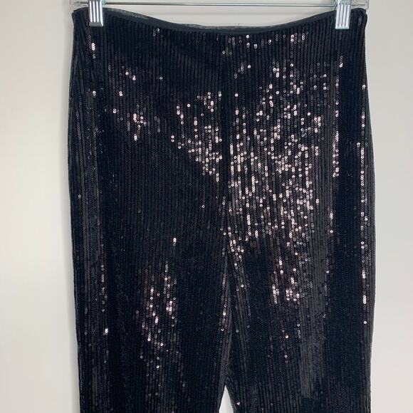 Nbd x Marianna Hewitt Maeve Sequin Womens Pants Small Black High Rise - Picture 5 of 16
